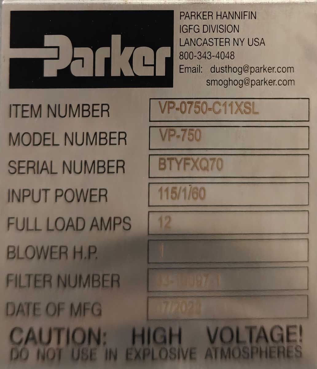 Parker DustHog VP-750 Portable Dust Collector